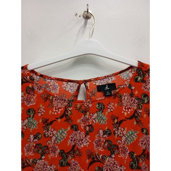 Jason Wu Top Womens Size 1X Orange Lace Trim Floral BOHO Cottage Long Sleeve - Picture 5 of 11